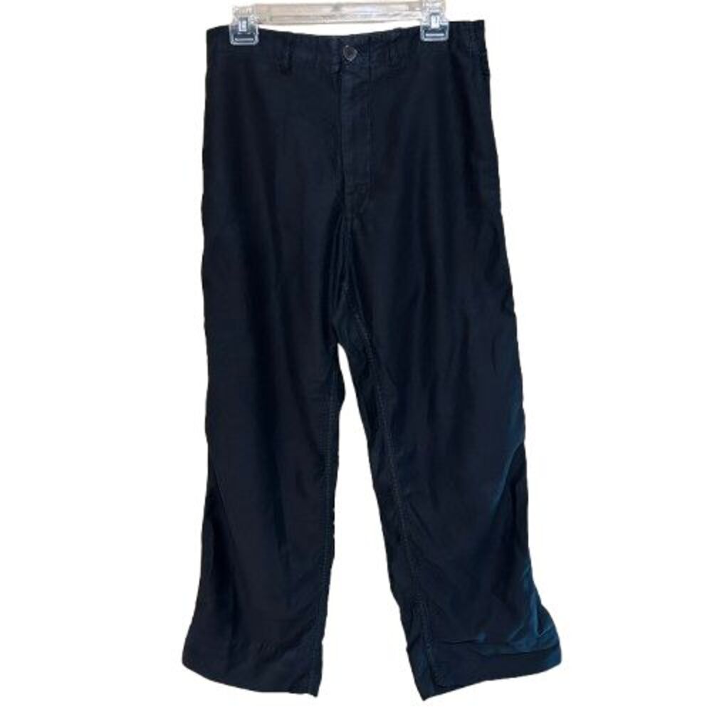 Caron Callahan Cotton Chino Wide Leg Pants Womens Small Black High Rise Made USA